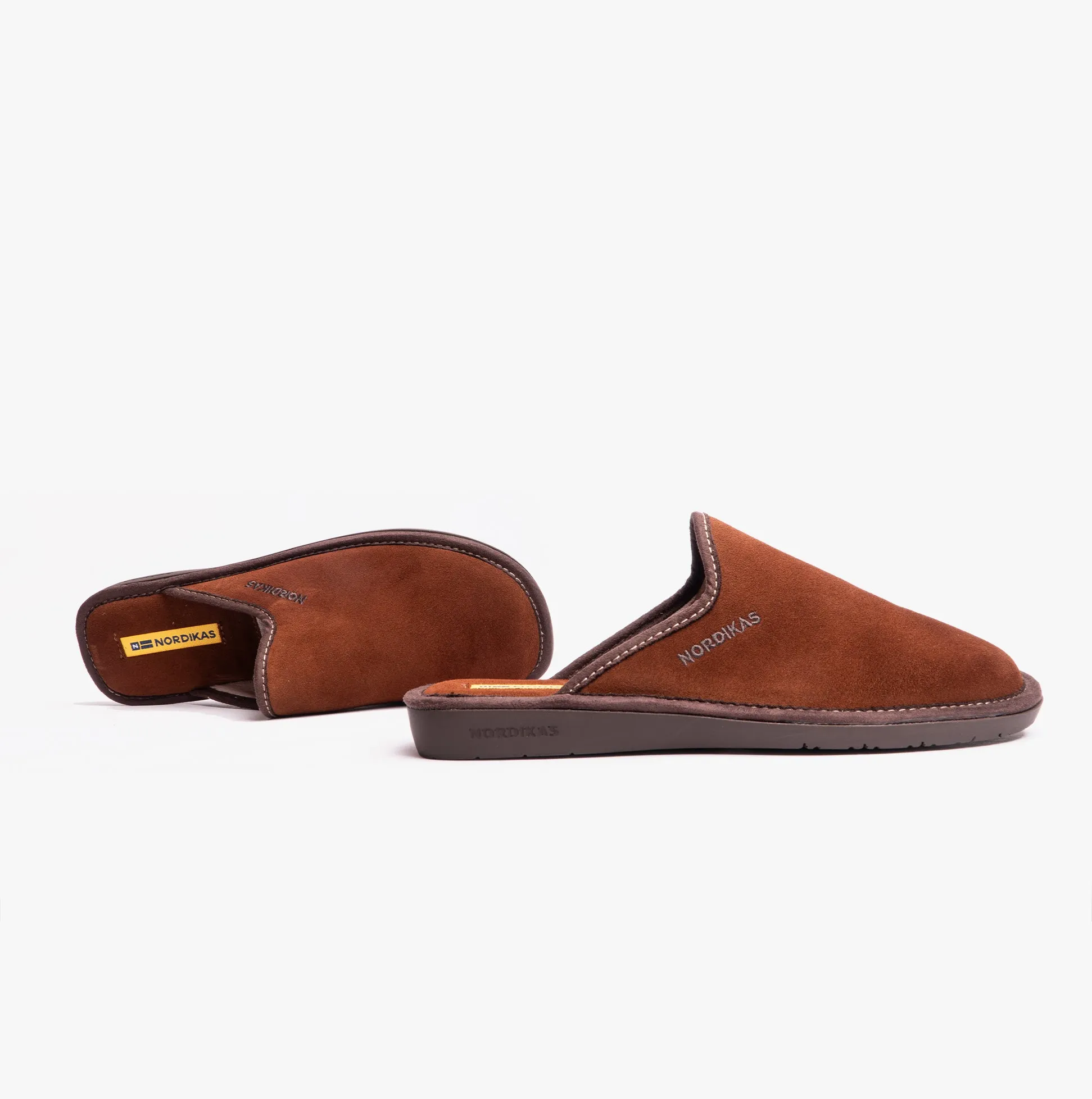 131 (AFELPADO) Mens Mule Slippers Brown