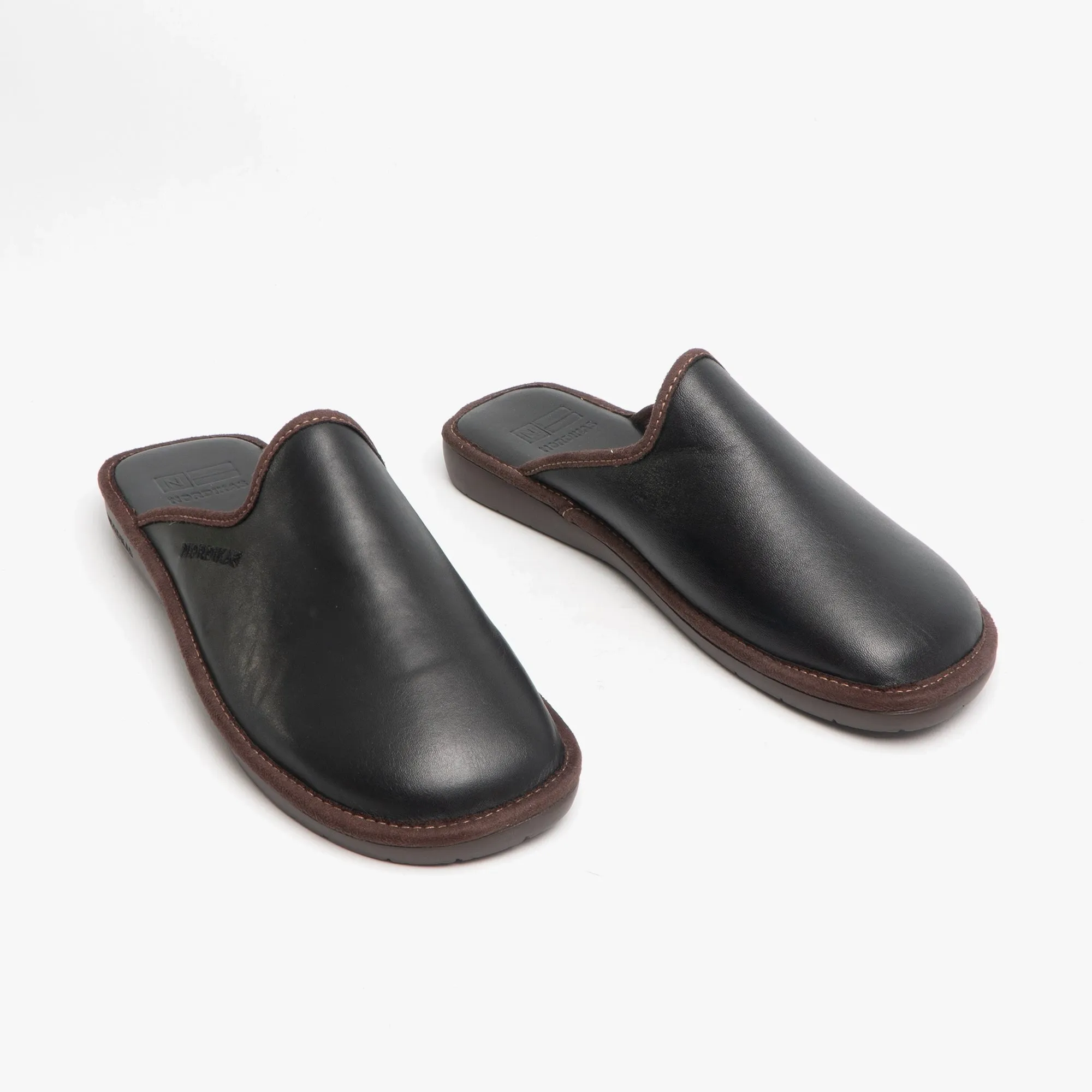 136 (DUBLIN) Mens Leather Mule Slippers Black