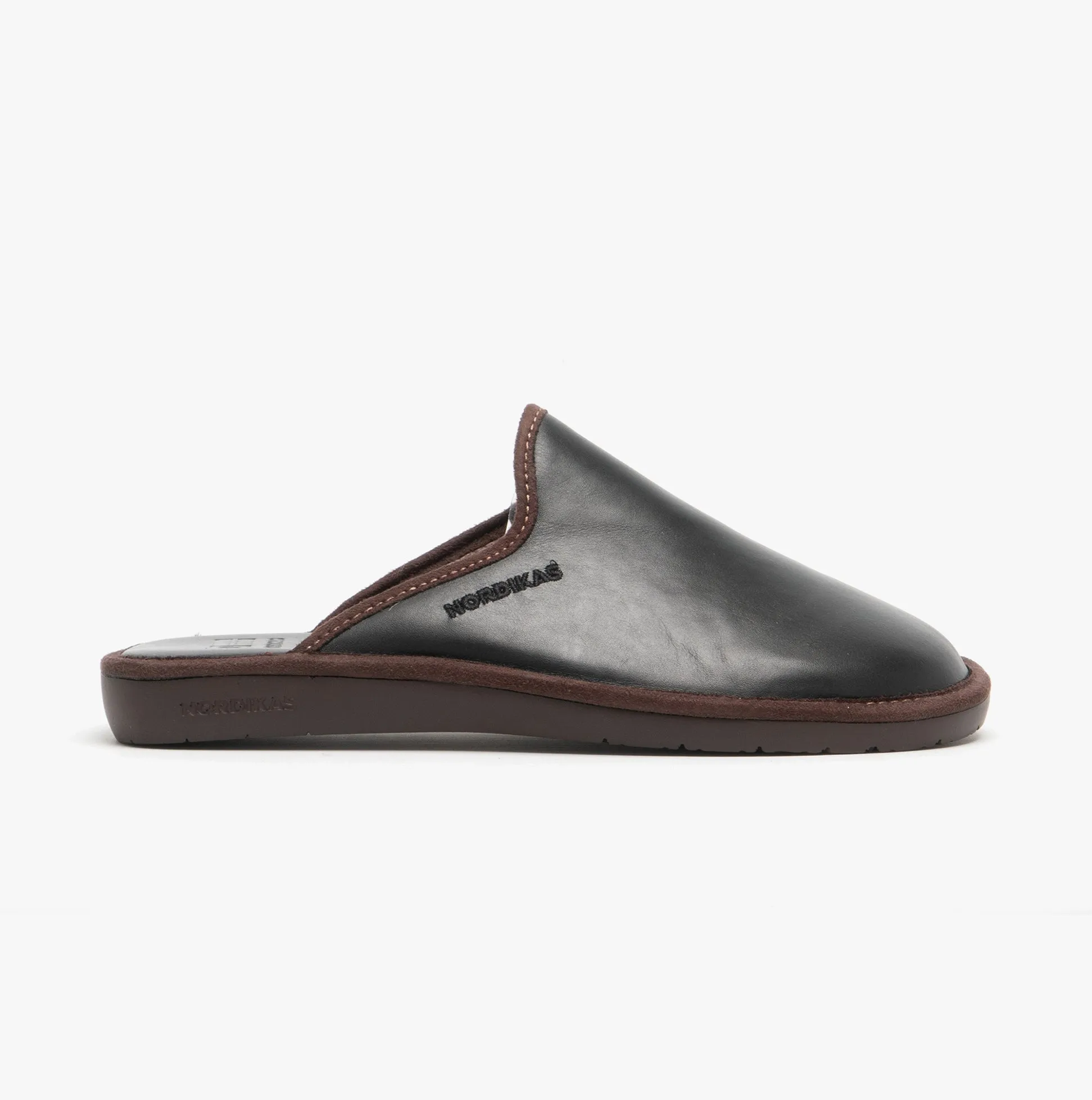 136 (DUBLIN) Mens Leather Mule Slippers Black