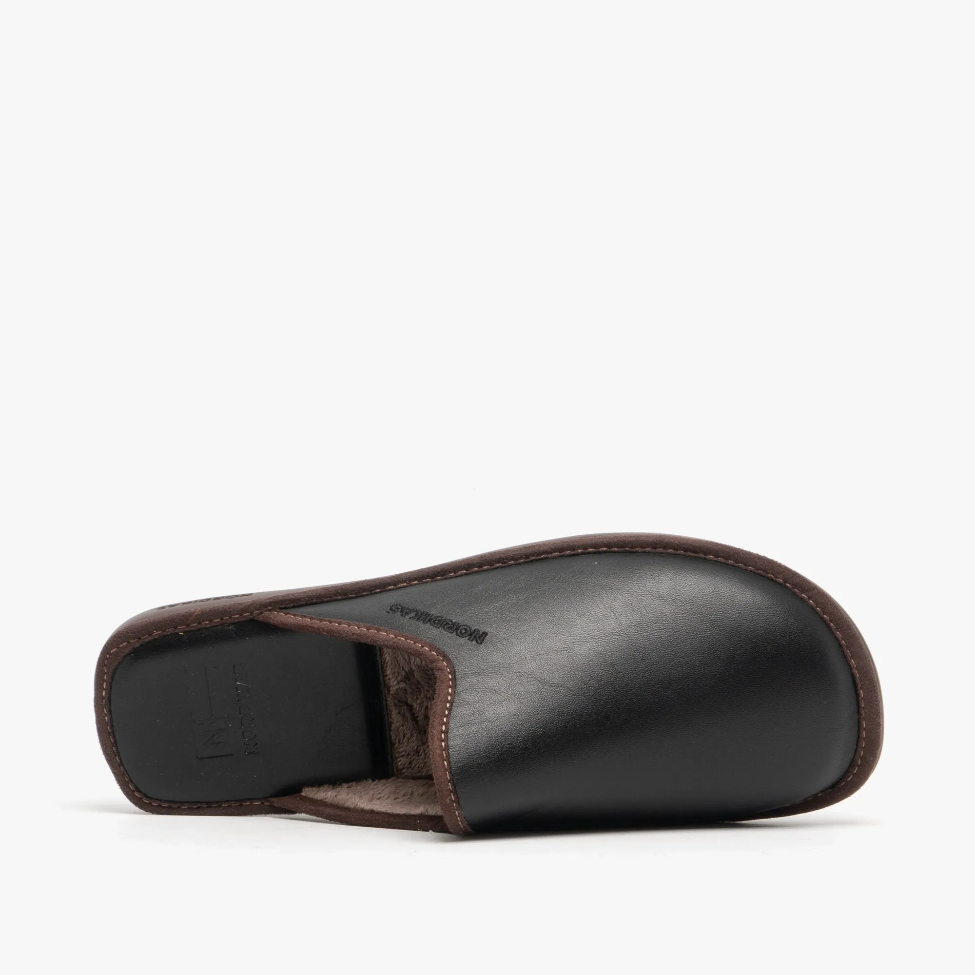 136 (DUBLIN) Mens Leather Mule Slippers Black