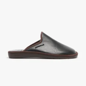 136 (DUBLIN) Mens Leather Mule Slippers Black