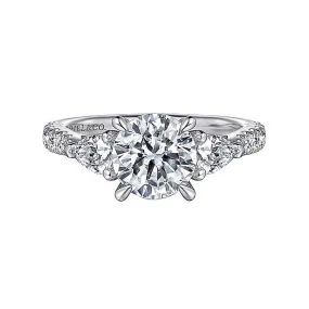 14K White Gold 'Abina' Three Stone Round Diamond Engagement Ring