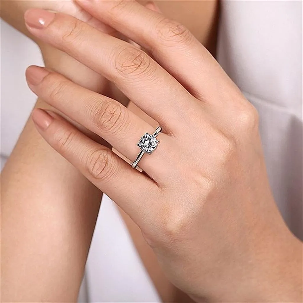 14K White Gold 'Aldon' Round Halo Diamond Engagement Ring