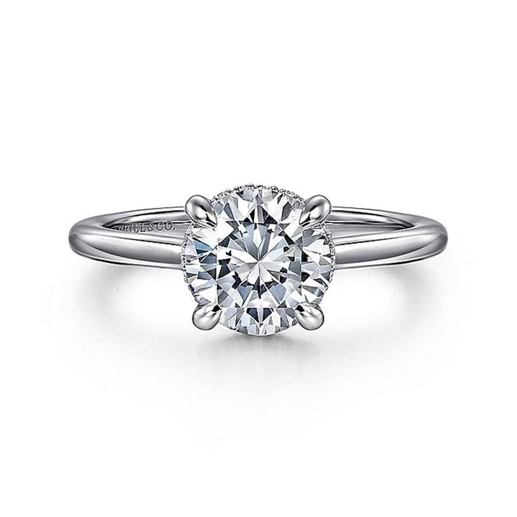 14K White Gold 'Aldon' Round Halo Diamond Engagement Ring