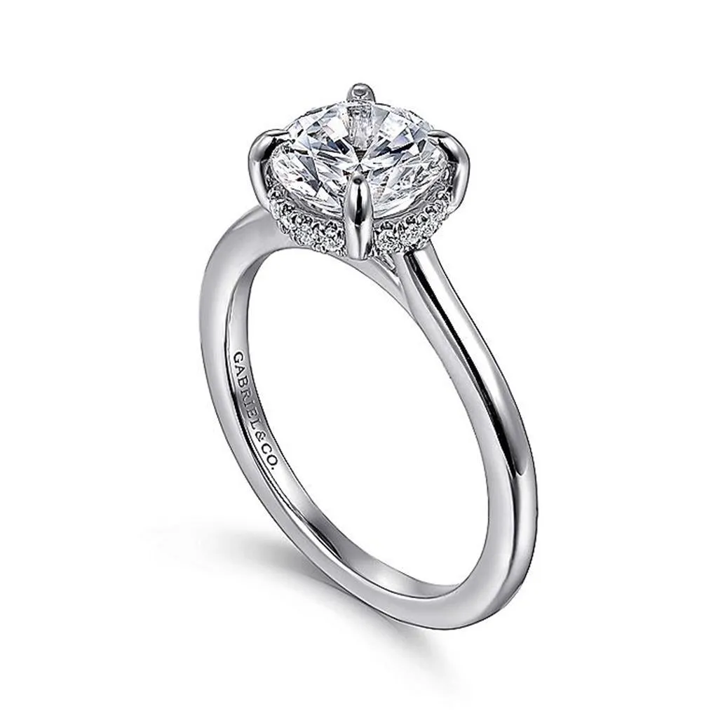 14K White Gold 'Aldon' Round Halo Diamond Engagement Ring