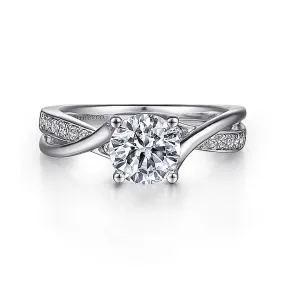 14K White Gold 'Aleesa' Twist Round Diamond Engagement Ring