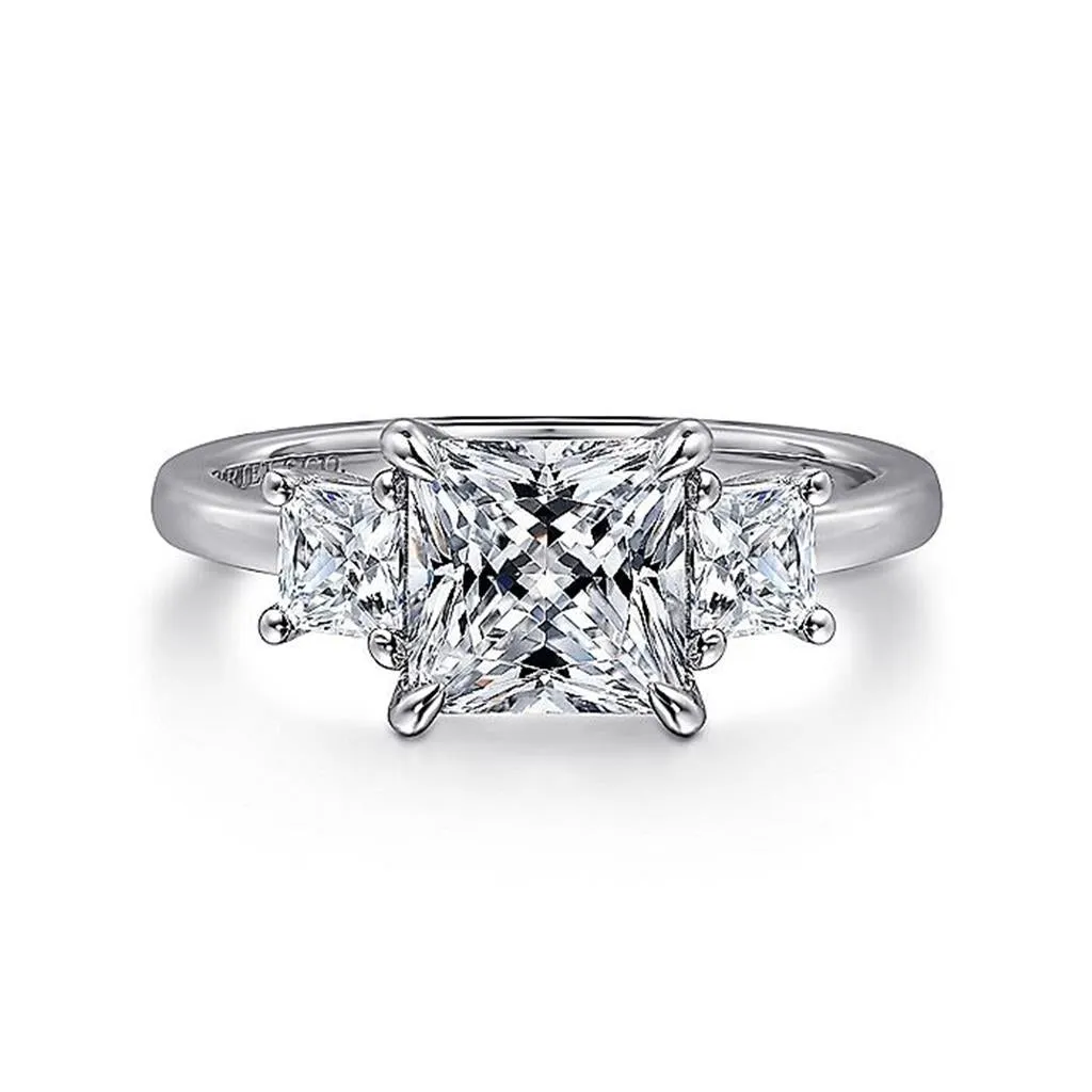 14K White Gold 'Antonia' Three Stone Princess Diamond Engagement Ring