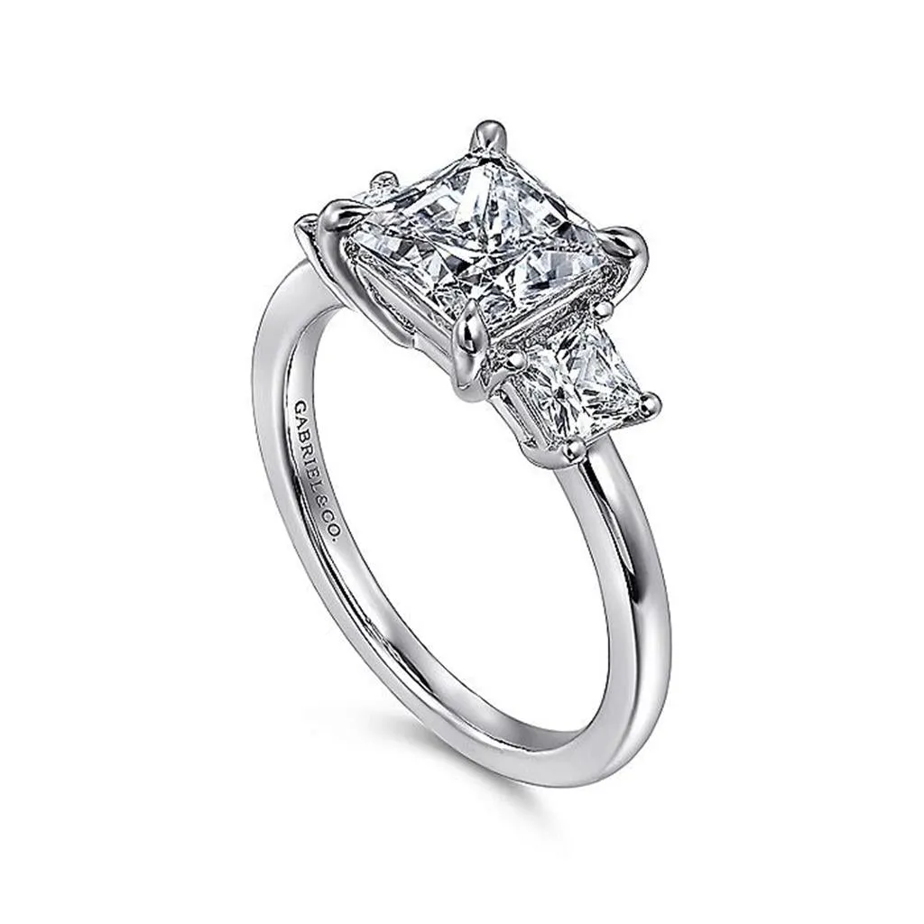 14K White Gold 'Antonia' Three Stone Princess Diamond Engagement Ring