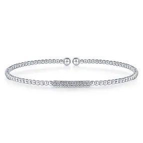 14K White Gold Bujukan Bead Cuff Bracelet with Diamonds