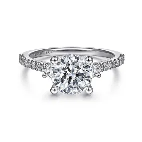 14K White Gold 'Chantal' Three Stone Round Diamond Engagement Ring