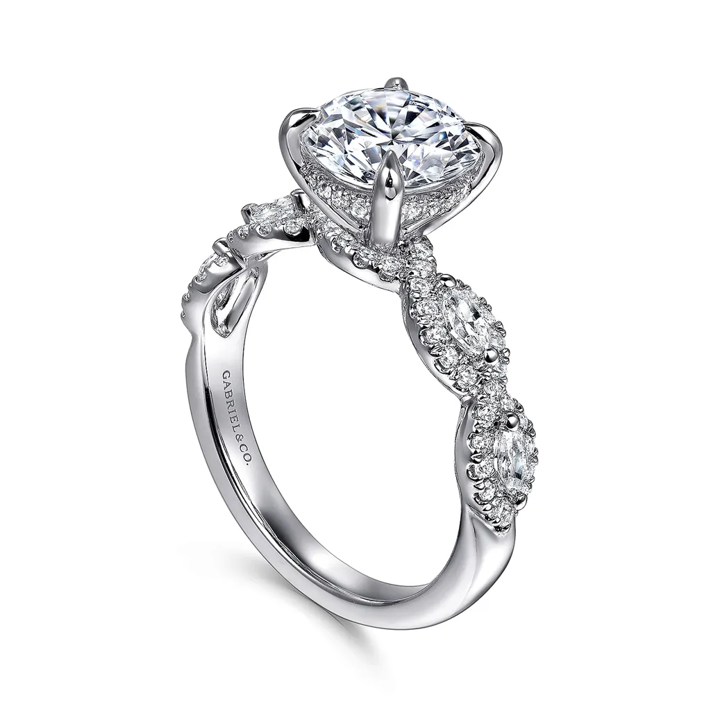 14K White Gold 'Charlotte' Twist Diamond Engagement Ring