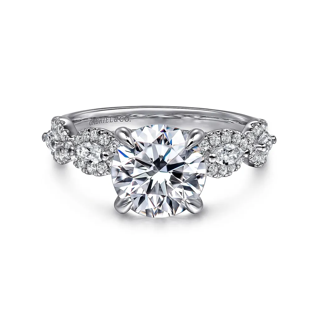 14K White Gold 'Charlotte' Twist Diamond Engagement Ring