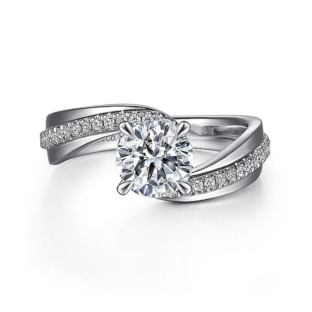 14K White Gold 'Furay' Bypass Round Diamond Engagement Ring