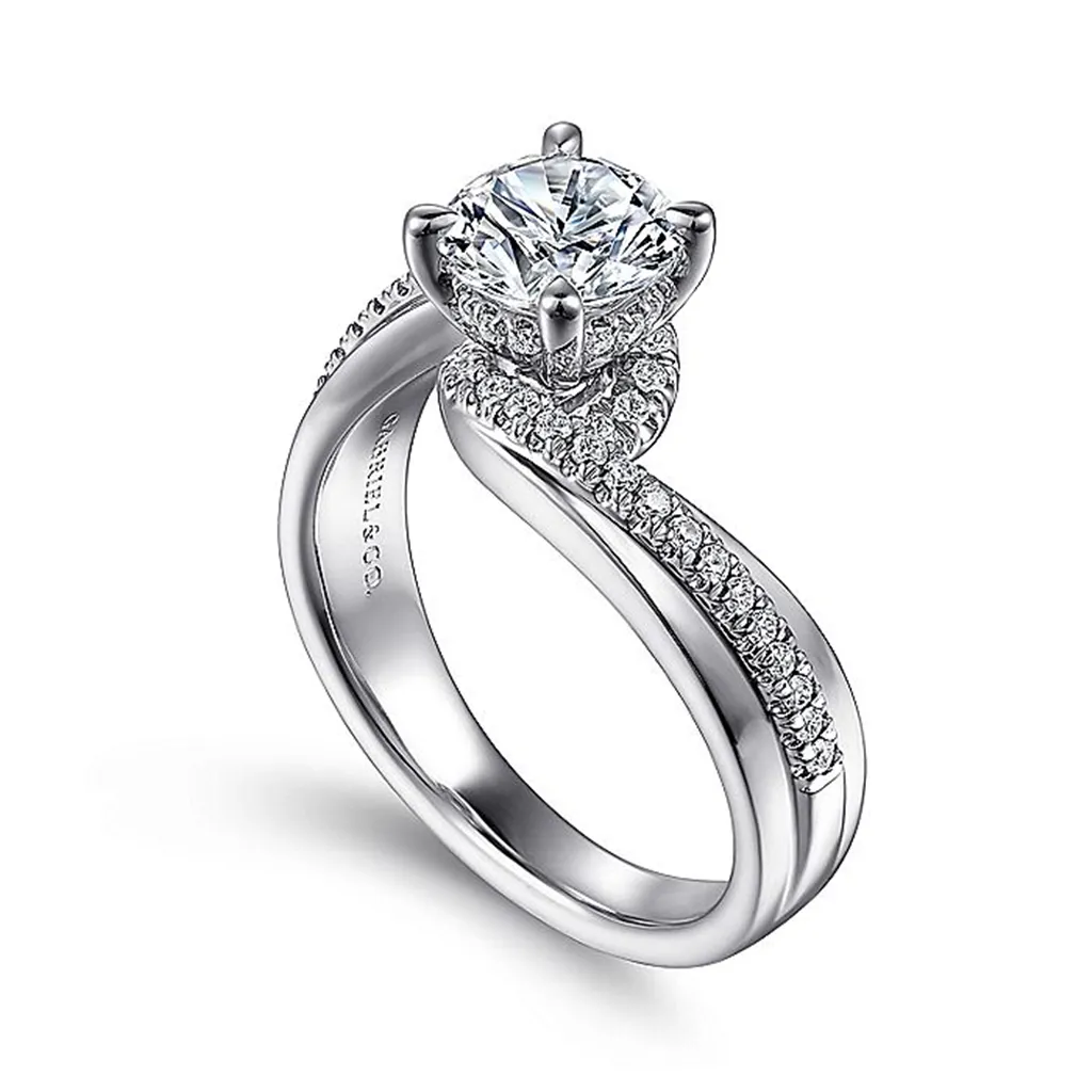 14K White Gold 'Furay' Bypass Round Diamond Engagement Ring