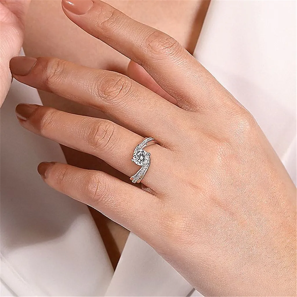 14K White Gold 'Furay' Bypass Round Diamond Engagement Ring