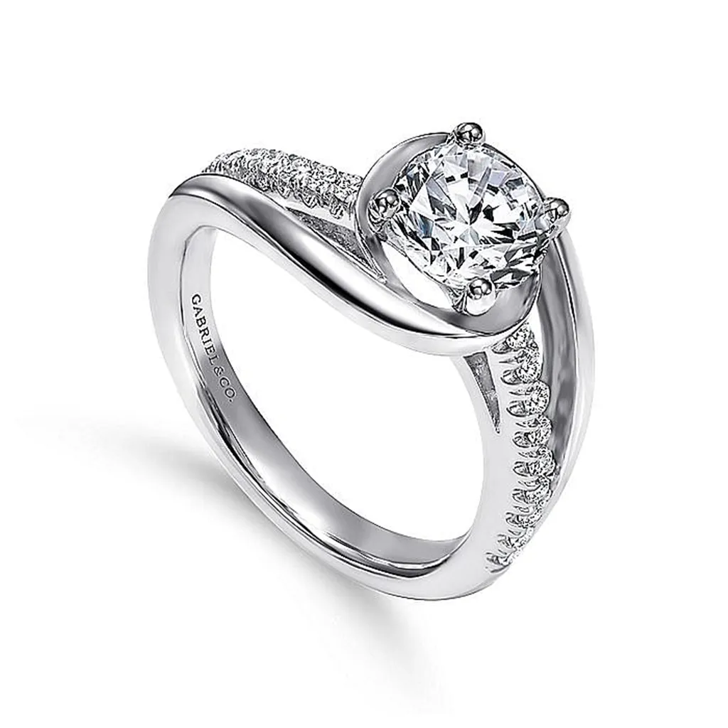 14K White Gold 'Lucca' Bypass Round Diamond Engagement Ring