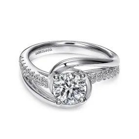 14K White Gold 'Lucca' Bypass Round Diamond Engagement Ring