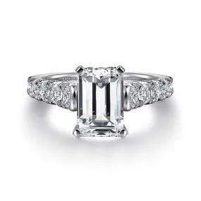 14K White Gold 'Piper' Hidden Halo Emerald Cut Diamond Engagement Ring