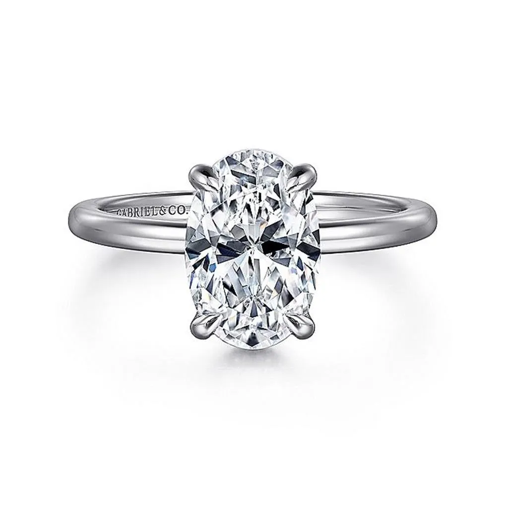 14K White Gold 'Rainah' Hidden Halo Oval Diamond Engagement Ring