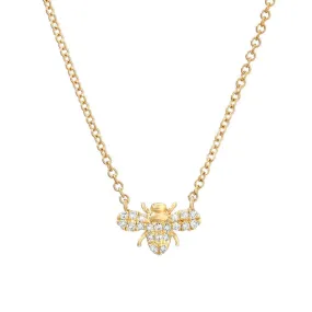 14k Yellow Gold Petite Diamond Bee Necklace