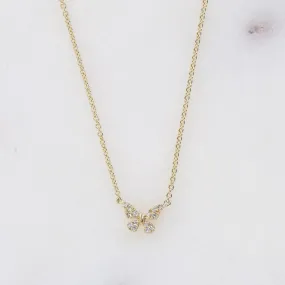 14k Yellow Gold Petite Diamond Butterfly Necklace