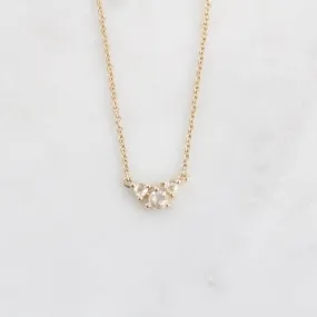 14k Yellow Gold Triple Round Rose Cut Diamond Necklace