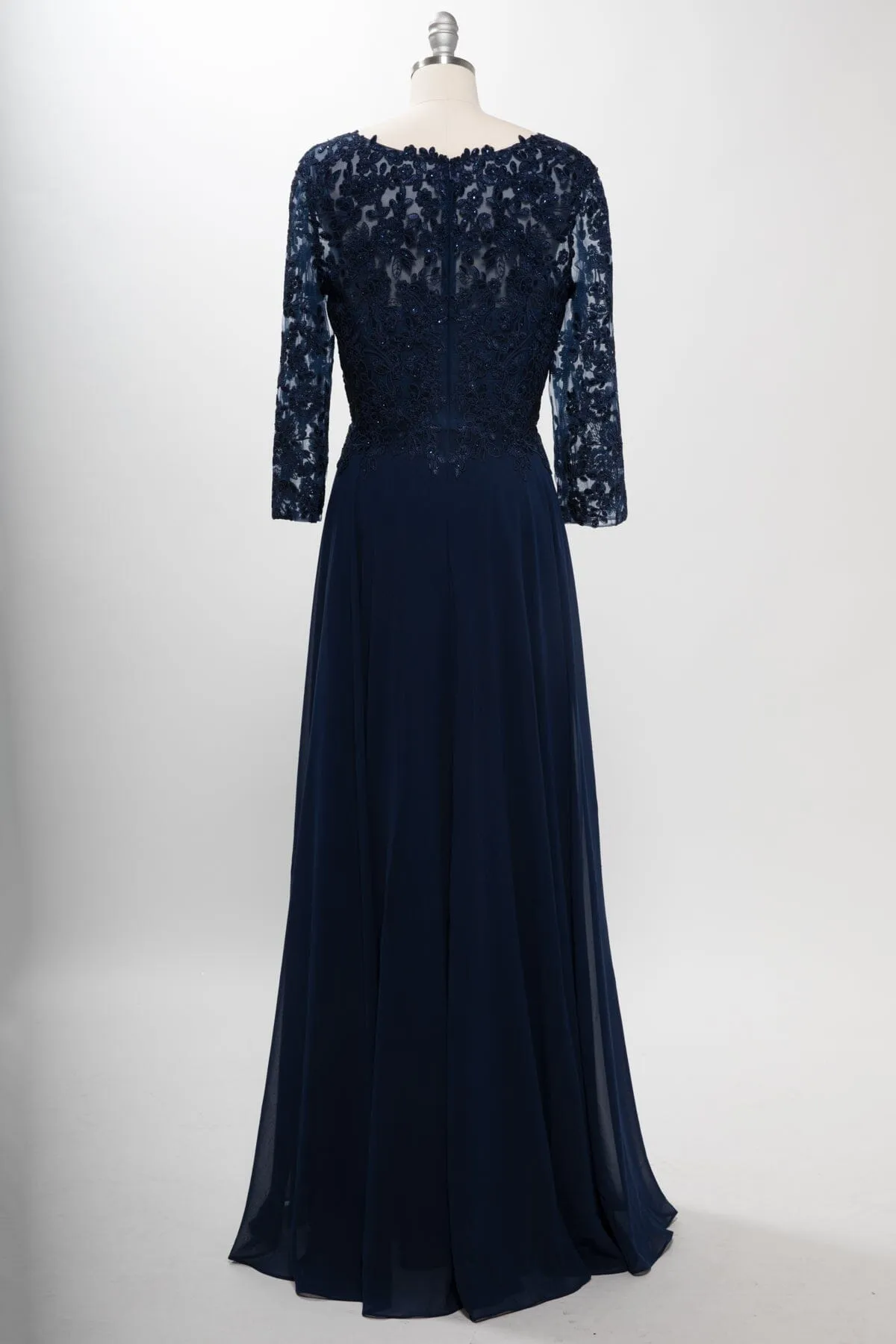 Applique 3/4 Sleeve A-line Gown by Coya M2758Q