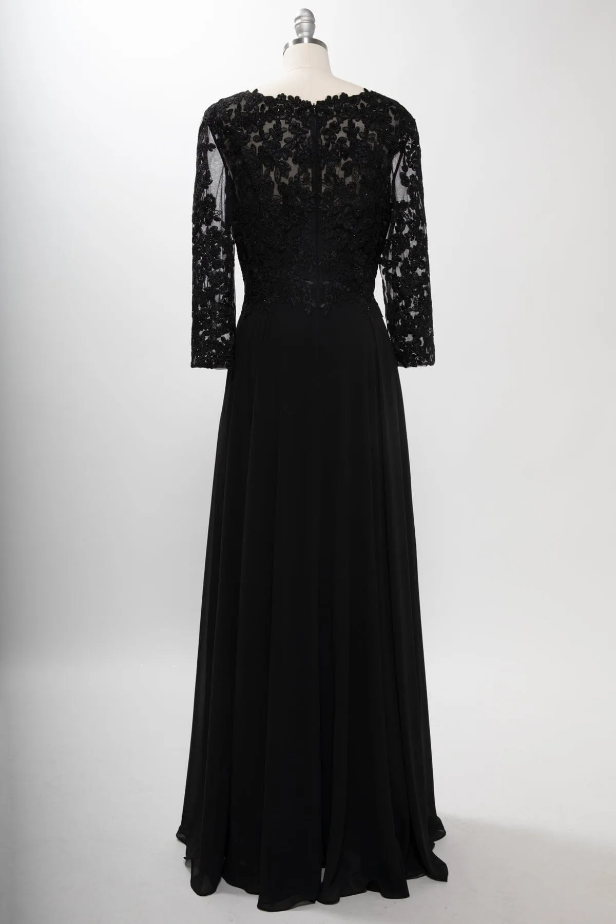 Applique 3/4 Sleeve A-line Gown by Coya M2758Q