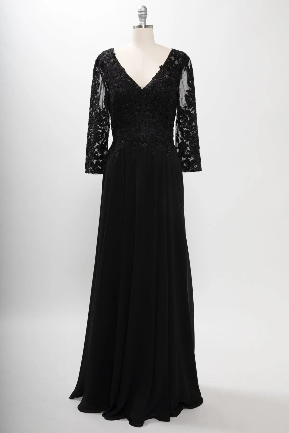 Applique 3/4 Sleeve A-line Gown by Coya M2758Q