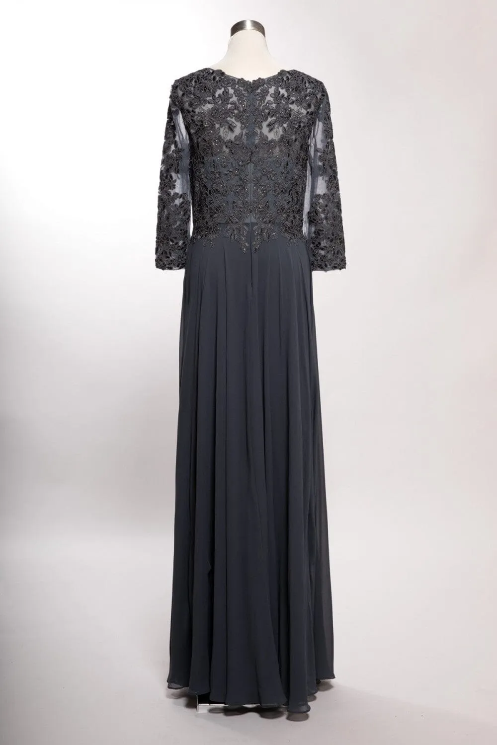 Applique 3/4 Sleeve A-line Gown by Coya M2758Q