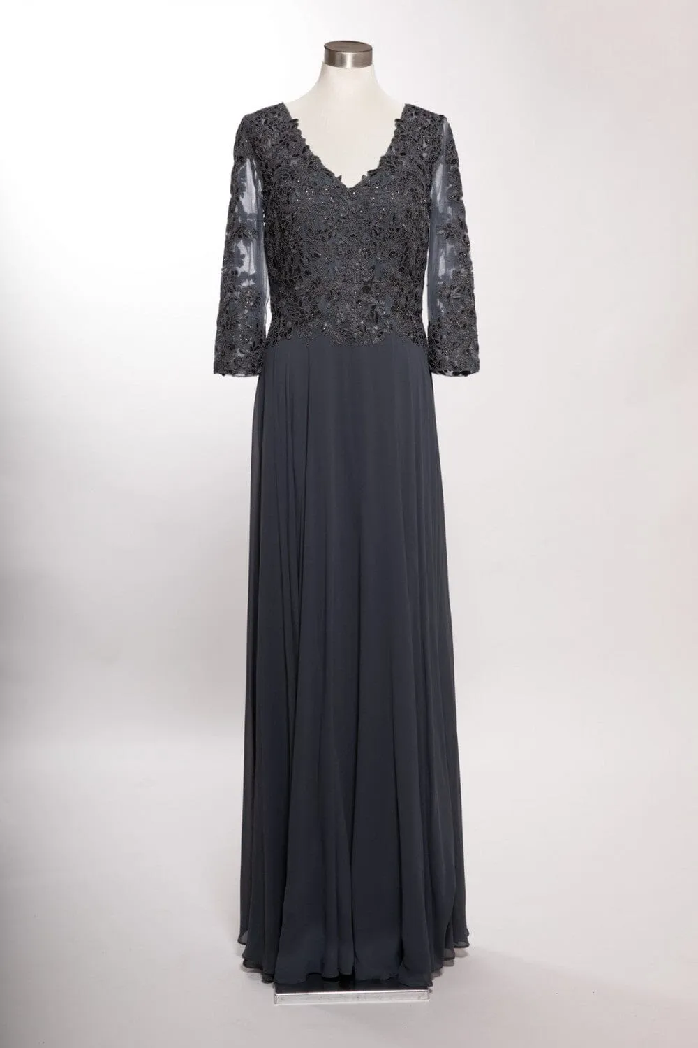 Applique 3/4 Sleeve A-line Gown by Coya M2758Q