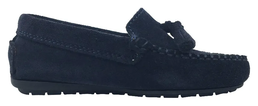 Atlanta Mocassin Boy's Suede Tassel Loafers, Navy Suede