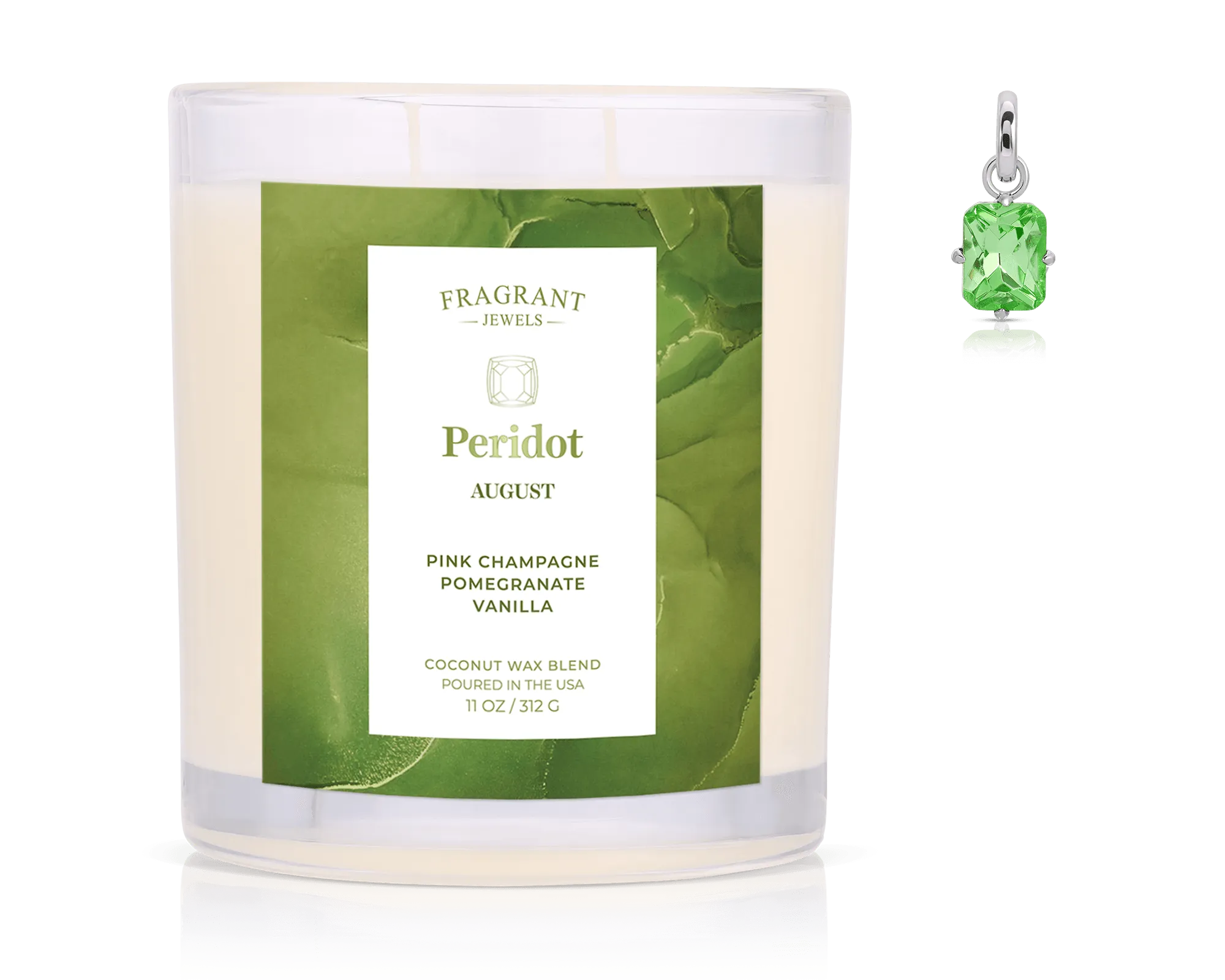 August Peridot Birthstone Charm - Jewel Candle