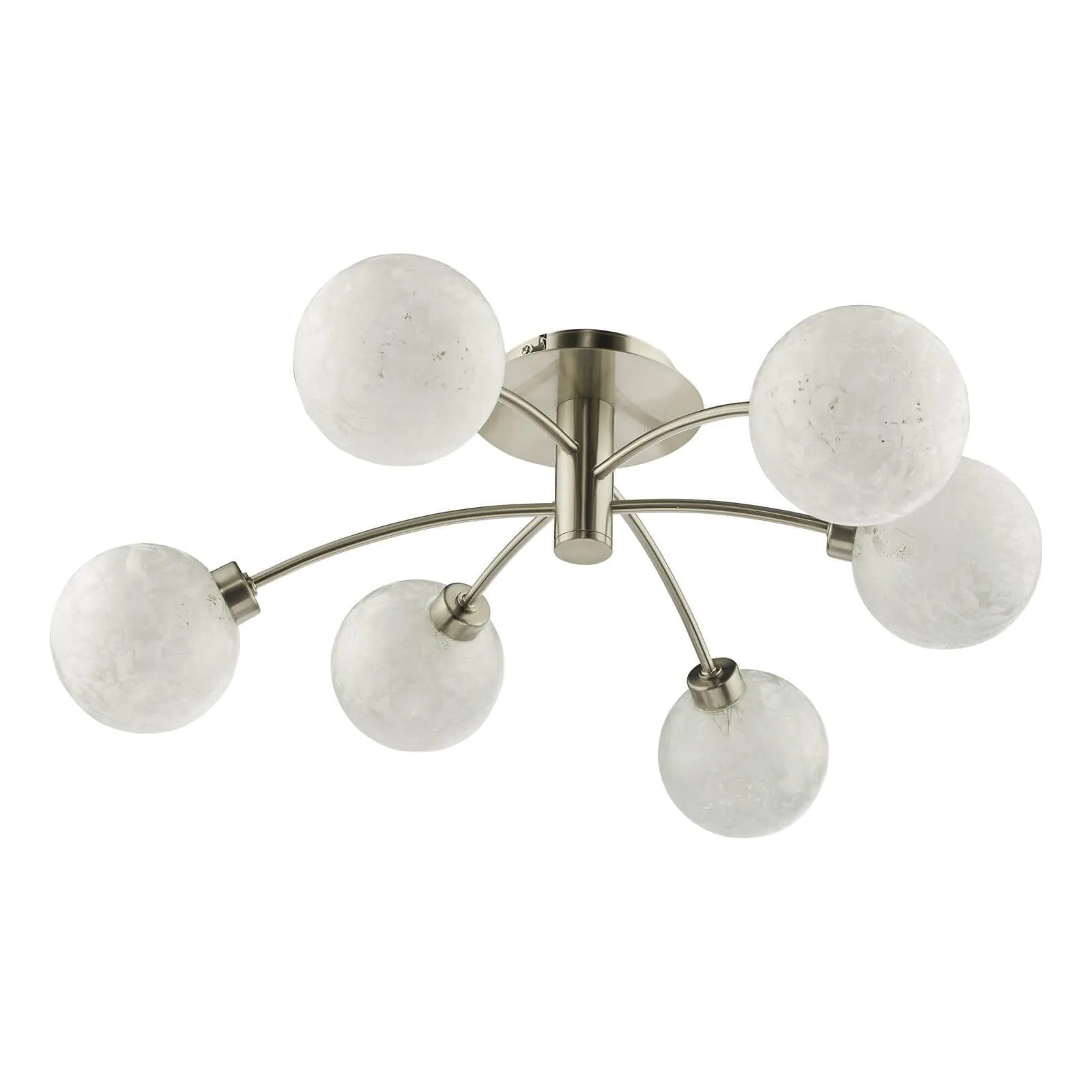 Avari 6Lt Semi Flush - Satin Nickel Frosted Glass Finish, IP20