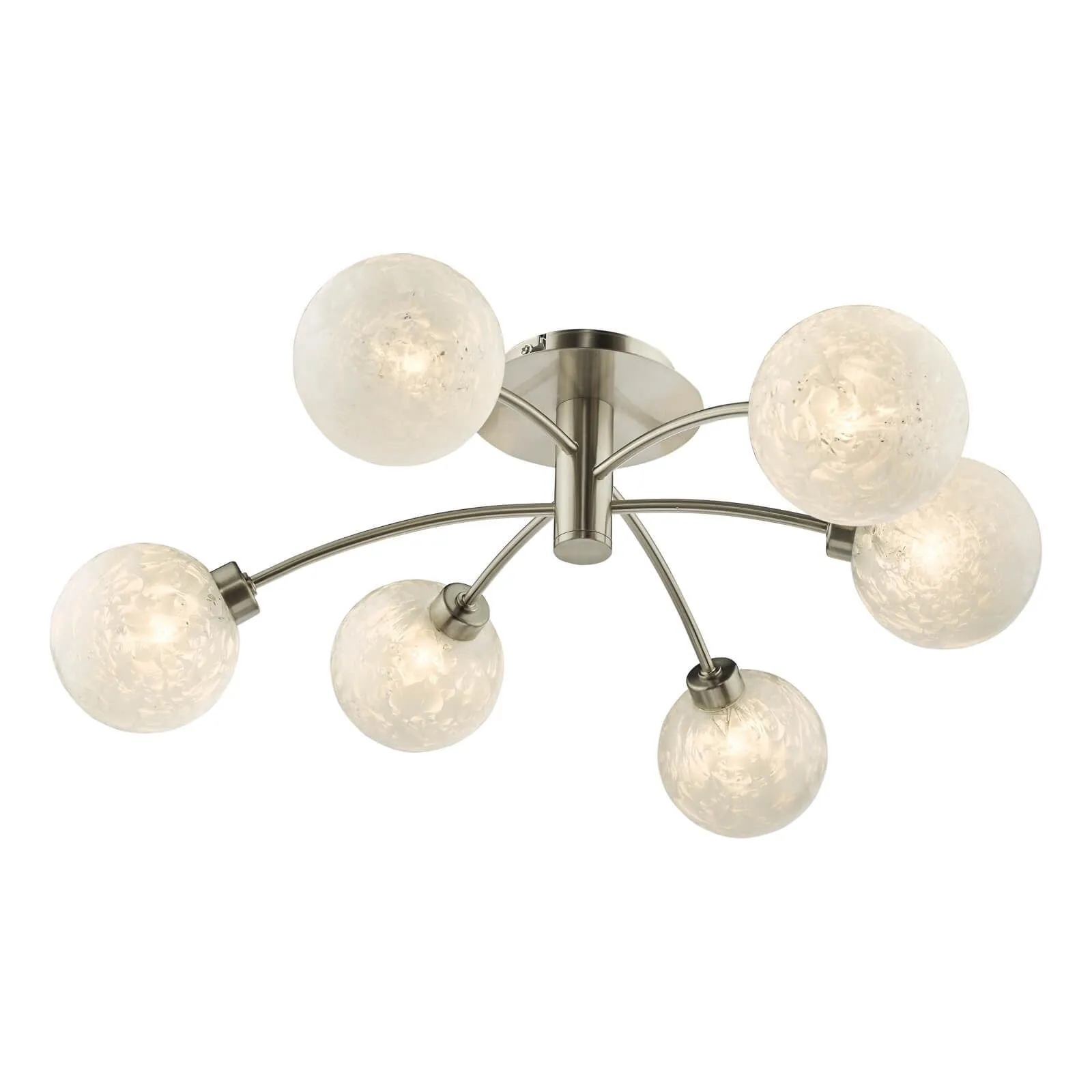 Avari 6Lt Semi Flush - Satin Nickel Frosted Glass Finish, IP20