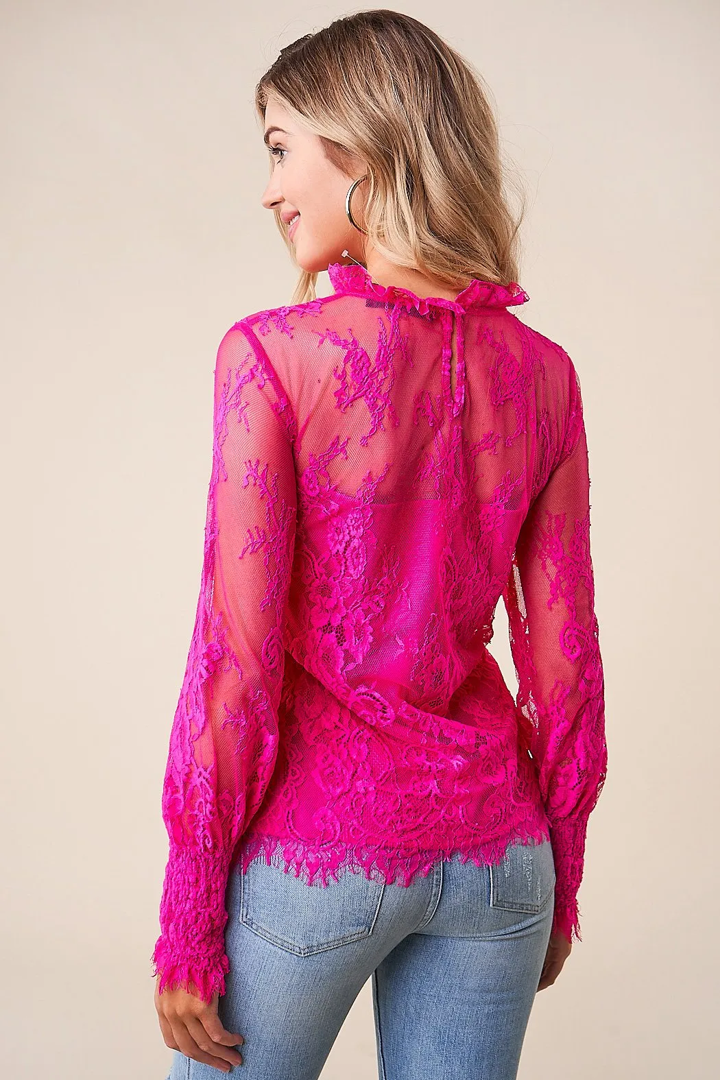 Belize Lace Mock Neck Blouse