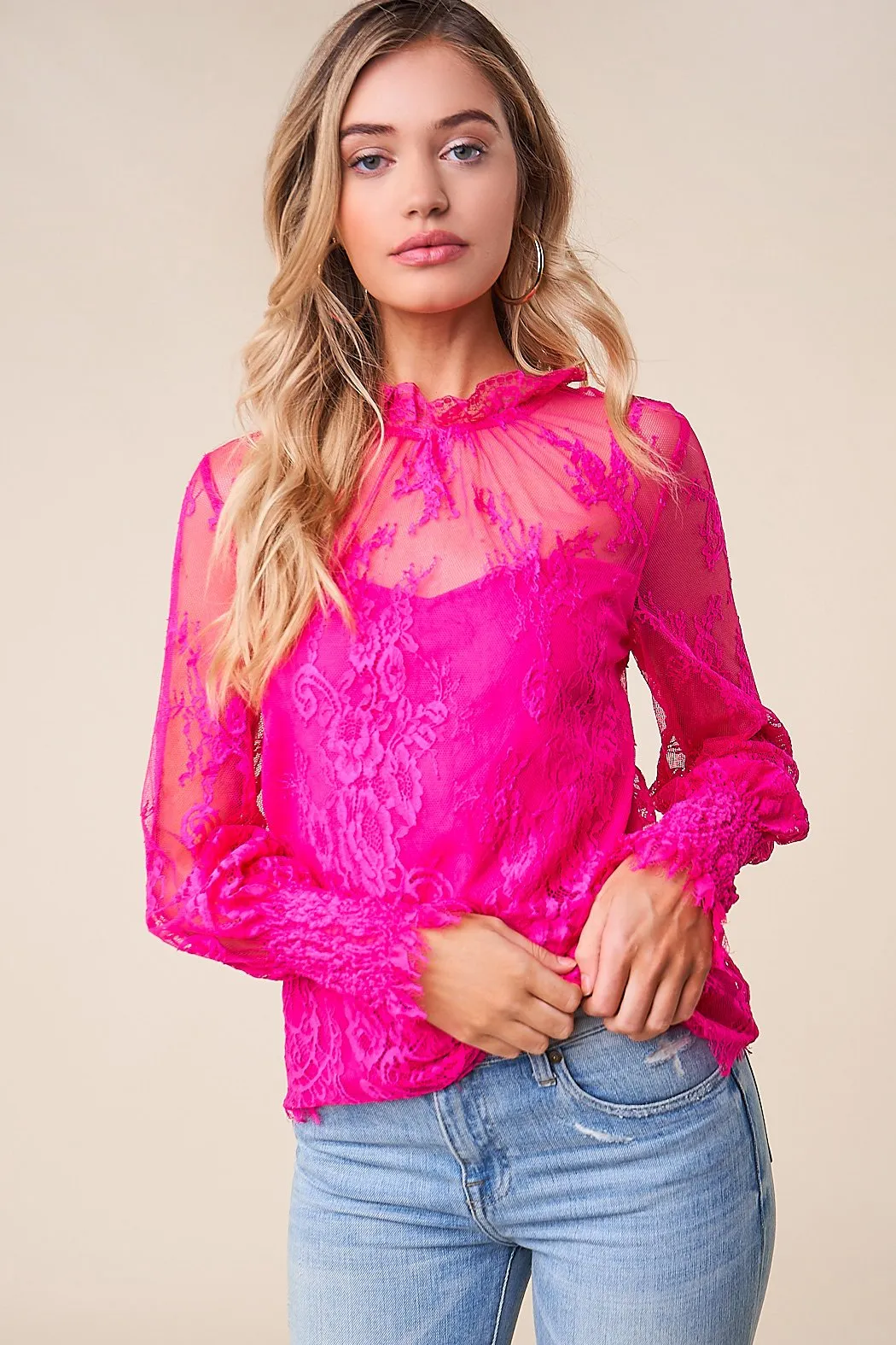 Belize Lace Mock Neck Blouse