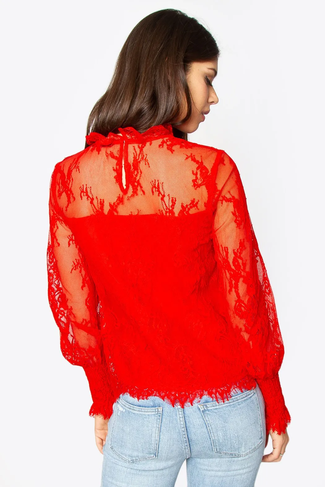 Belize Lace Mock Neck Blouse