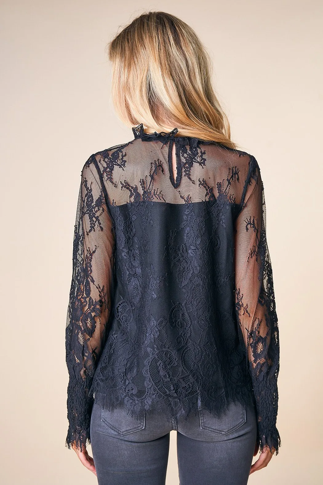 Belize Lace Mock Neck Blouse