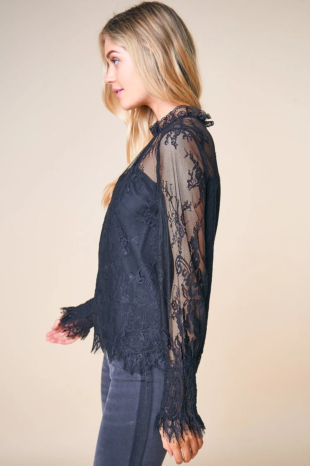 Belize Lace Mock Neck Blouse