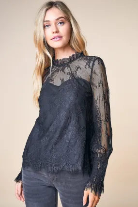 Belize Lace Mock Neck Blouse