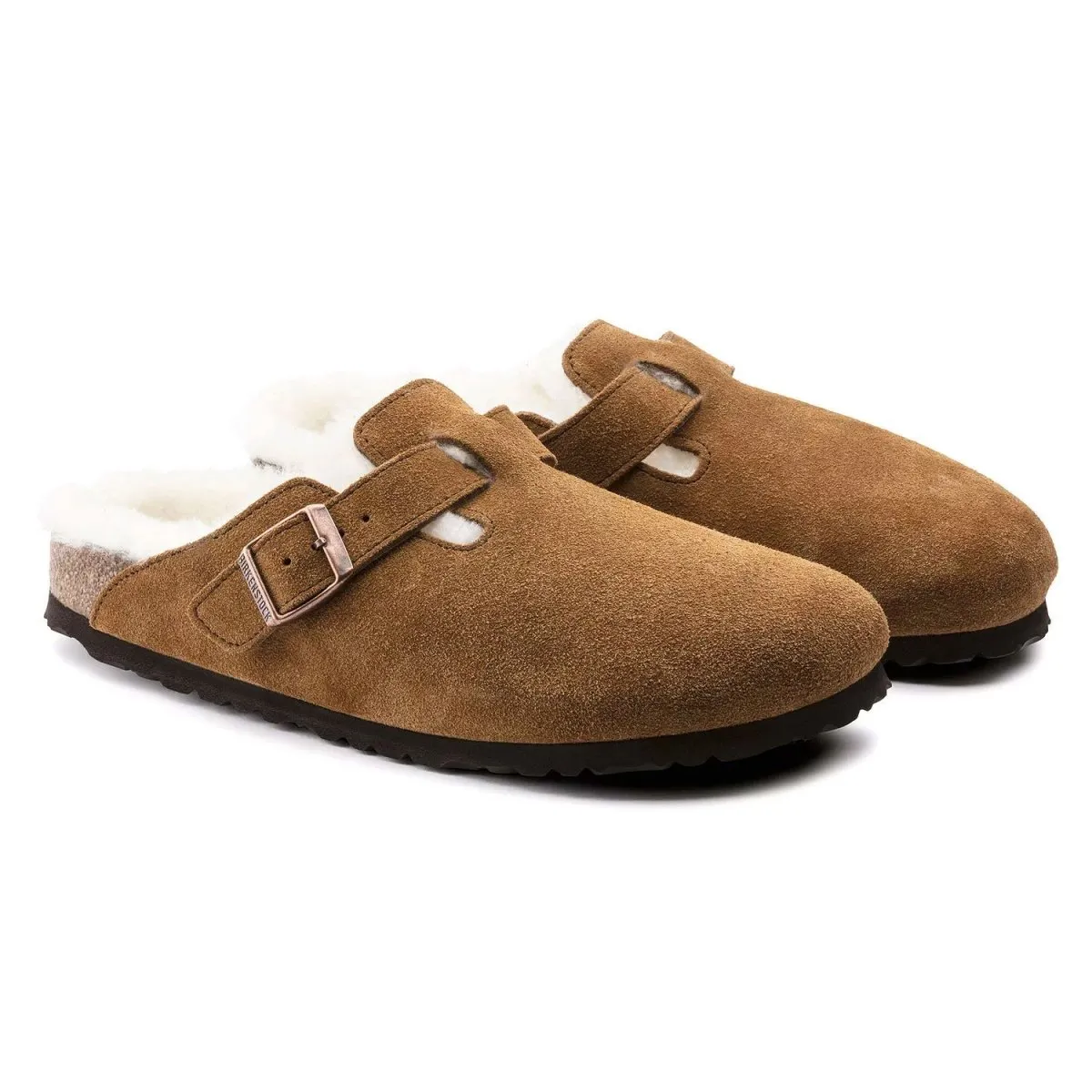 Birkenstock Women's Boston Mink Natural Suede Shearling