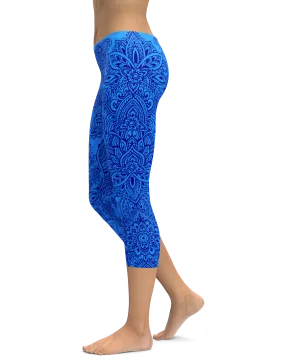 Blue and Navy Henna Tattoo Capris