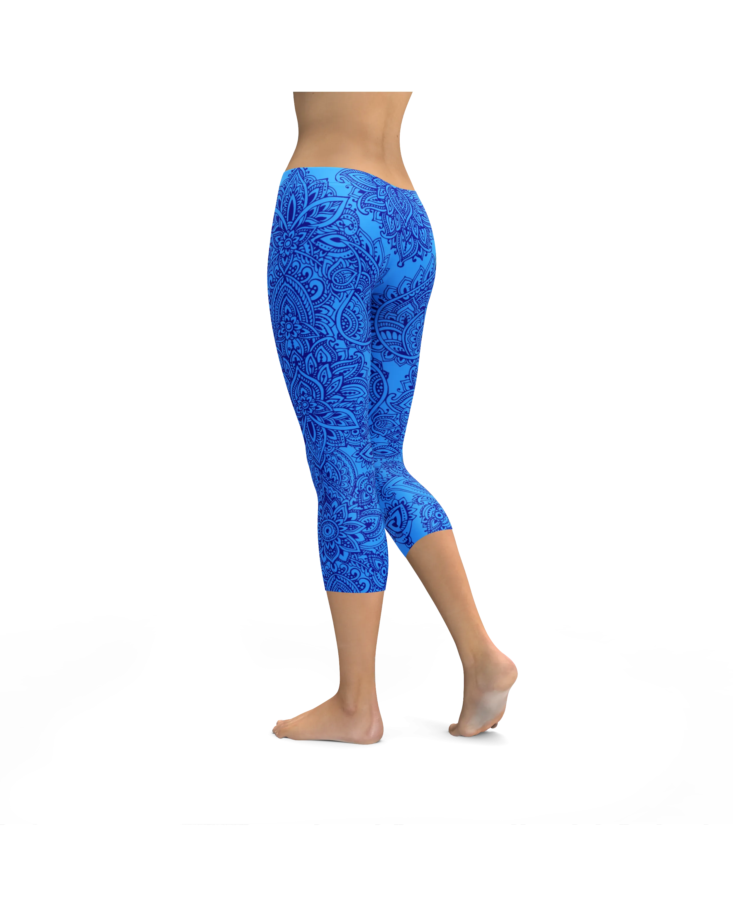 Blue and Navy Henna Tattoo Capris