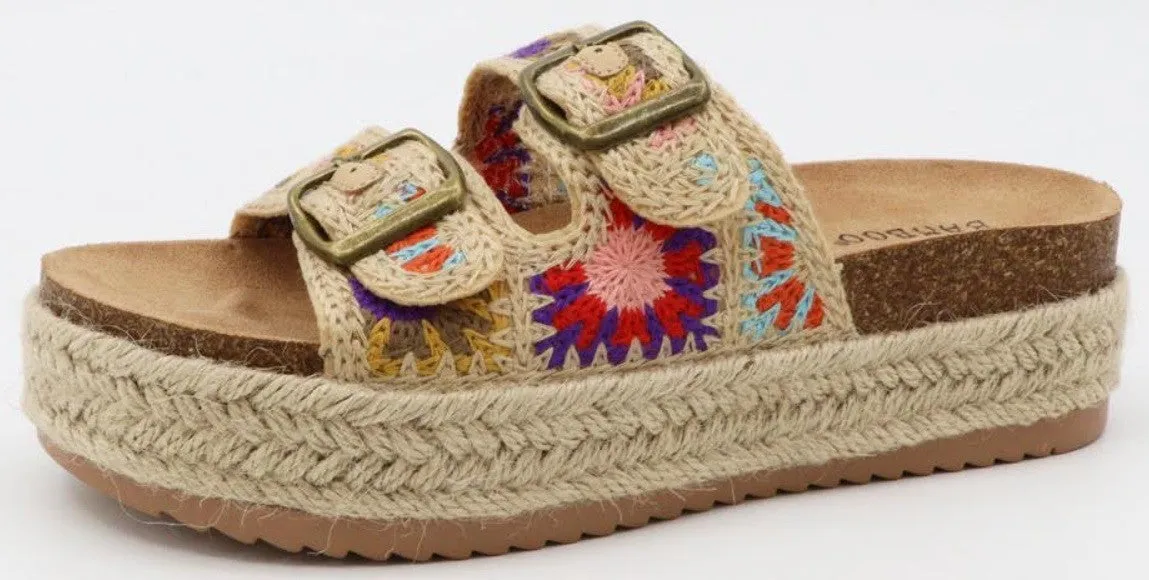 BRAKE-01 Natural Multicolored Crochet Sandal