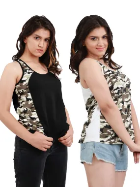 Camouflage Printed Bamboo Tank Top For Women (Pack of 2)