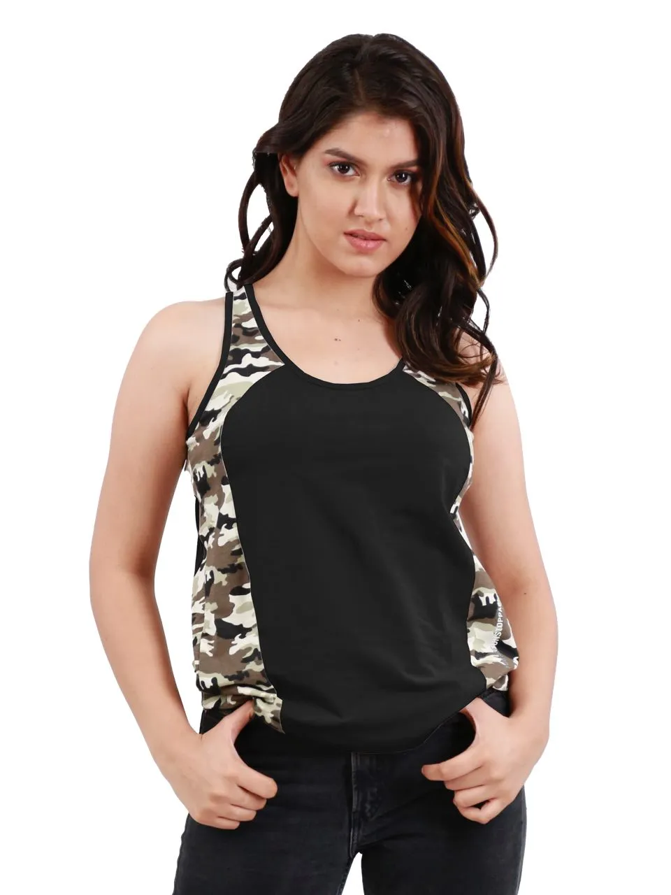 Camouflage Printed Bamboo Tank Top For Women (Pack of 2)