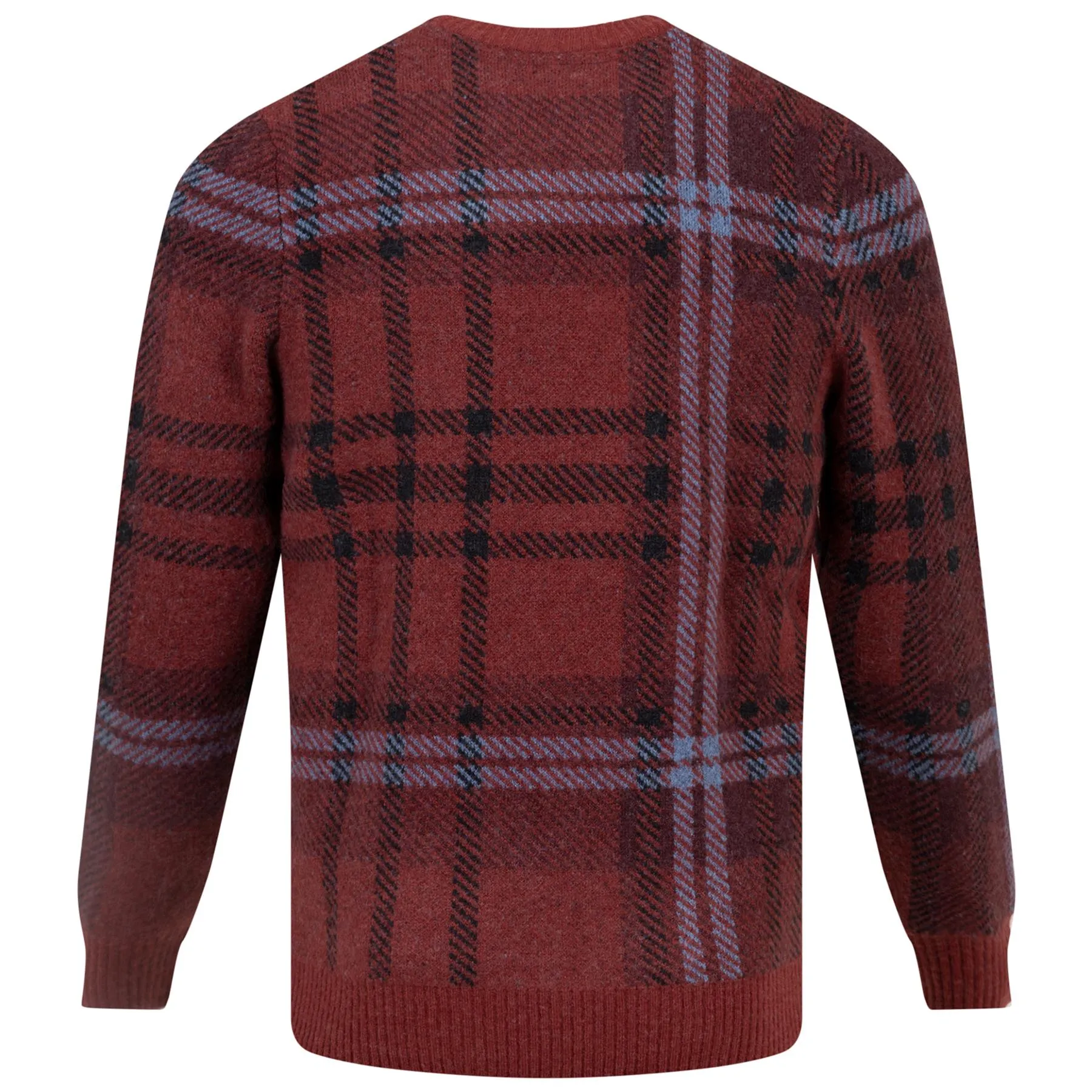 Check Knitted Crew Neck Jumper Burgundy Glade - AW23