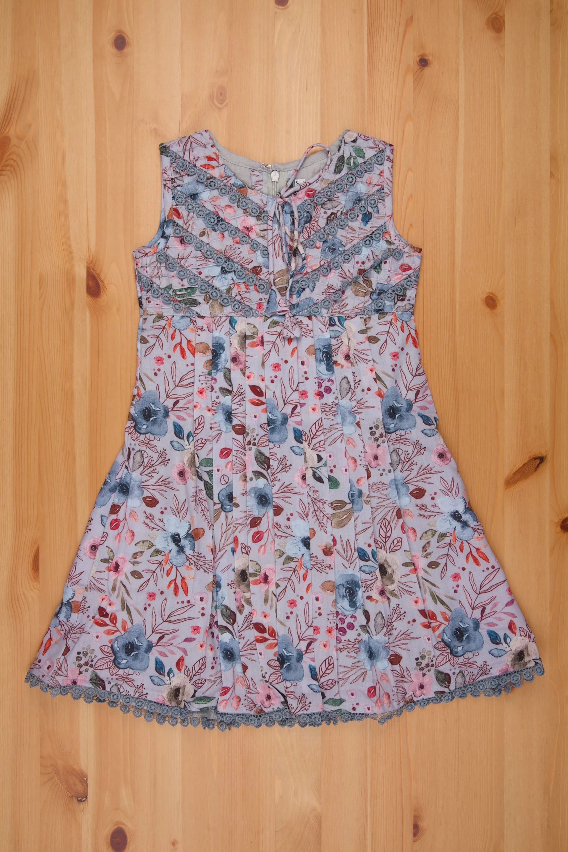 Chic Blue Floral Cotton Frock - Trendy Girls Dress