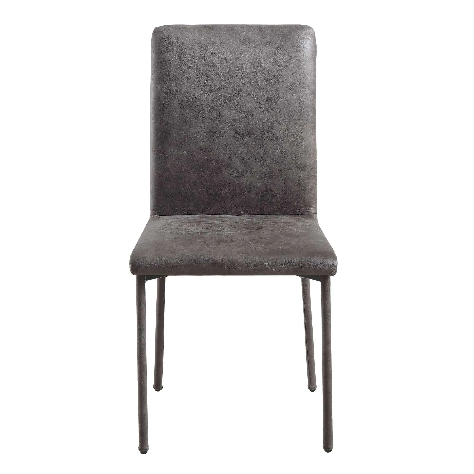 Fernie Set of 2 Steel Grey Vegan Leather Dining Chairs with Upholstered Legs